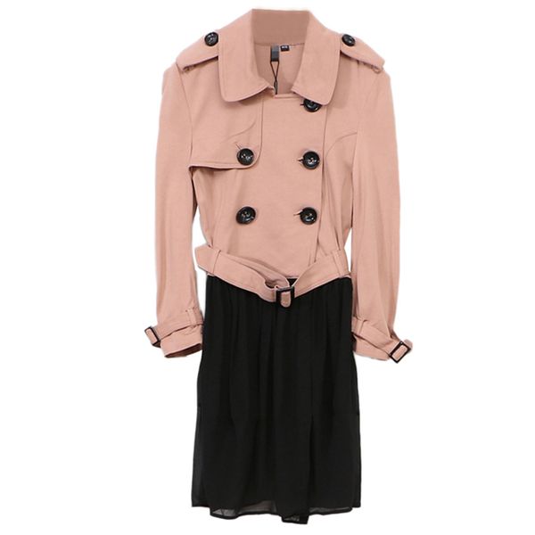 fall 2018 fashion trench coat women khaki black chiffon spliced double breasted belted windbreaker long coat casaco abrigo mujer, Tan;black
fall 2018 fashion trench coat women khaki black chiffon spliced double breasted belted windbreaker long coat casaco abrigo mujer, Tan;black