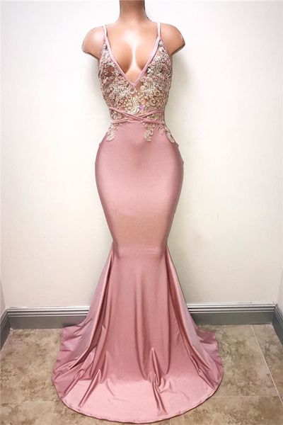 Pink V Neck Mermaid Prom Dresses 2018 Beads Appliques Sapghetti Straps Evening Party Gowns Plus Size Formal Gown
Pink V Neck Mermaid Prom Dresses 2018 Beads Appliques Sapghetti Straps Evening Party Gowns Plus Size Formal Gown