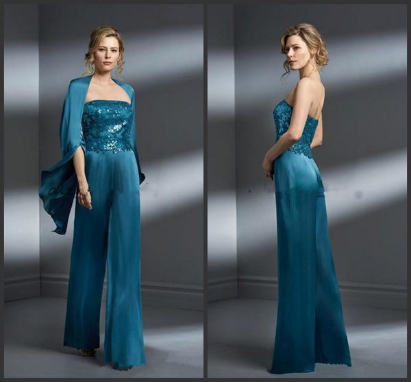 new teal green mother of the bride pant suits chiffon applique strapless plus size mother of the bride dress formal gown for mothers wedding, Black;red
new teal green mother of the bride pant suits chiffon applique strapless plus size mother of the bride dress formal gown for mothers wedding, Black;red