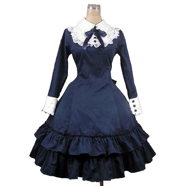customized 2018 navy blue cotton long sleeve gothic lolita dress bow tie sweet women's princess dress for halloween, Black;red
customized 2018 navy blue cotton long sleeve gothic lolita dress bow tie sweet women's princess dress for halloween, Black;red