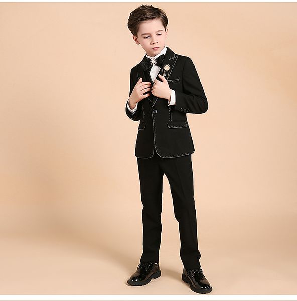 boy handsome fashion suit dress black boxer collar single button suit three-piece suit (jacket + pants + vest) wedding flower girl dress
boy handsome fashion suit dress black boxer collar single button suit three-piece suit (jacket + pants + vest) wedding flower girl dress