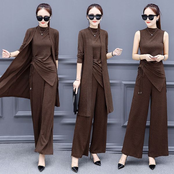 women's suits 2018 spring new style sweaters fashion wide-leg pants suit temperament ladies suits three-piece suit, Gray
women's suits 2018 spring new style sweaters fashion wide-leg pants suit temperament ladies suits three-piece suit, Gray