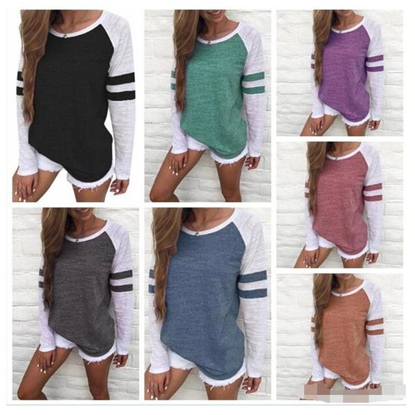 women striped tee neck spring designer o tshirt sleeve long baseball t size tee splicing shirt fashion sweaters plus maternity wacc, Black
women striped tee neck spring designer o tshirt sleeve long baseball t size tee splicing shirt fashion sweaters plus maternity wacc, Black