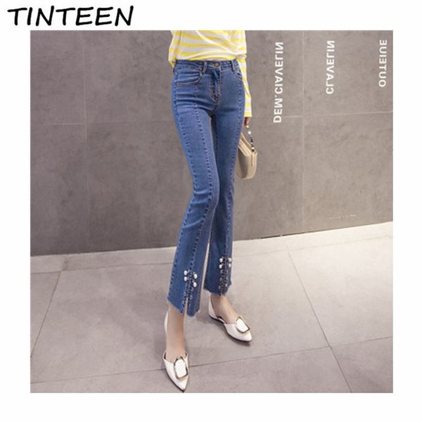 tinteen micro-large jeans 2018 micro flare pants high waist elastic pearl decoration slim nine pants cowboy woman hxk255, Blue
tinteen micro-large jeans 2018 micro flare pants high waist elastic pearl decoration slim nine pants cowboy woman hxk255, Blue