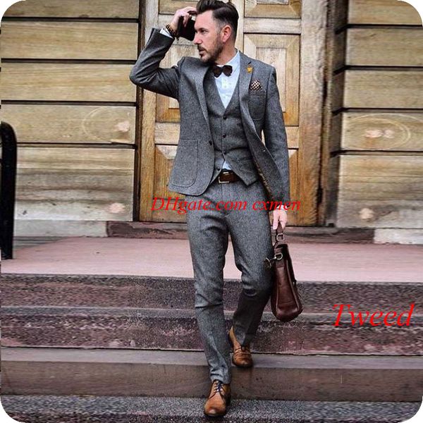 patch pocket winter grey tweed men suits for formal business wool male blazers harringbone custom made groom tuxedos 3piece costume homme, Black;gray
patch pocket winter grey tweed men suits for formal business wool male blazers harringbone custom made groom tuxedos 3piece costume homme, Black;gray