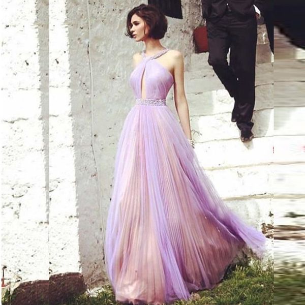 elegant champagne lavender evening dresses beaded halter neck belt sleeveless ruched tulle cut out design prom gowns floor length, Black;red
elegant champagne lavender evening dresses beaded halter neck belt sleeveless ruched tulle cut out design prom gowns floor length, Black;red