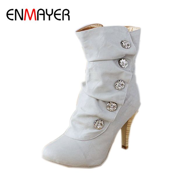 enmayer women shoes winther boots new style high heel pu mid calf boots ladies' lovely fashion snow shoes 3 colors, Black
enmayer women shoes winther boots new style high heel pu mid calf boots ladies' lovely fashion snow shoes 3 colors, Black