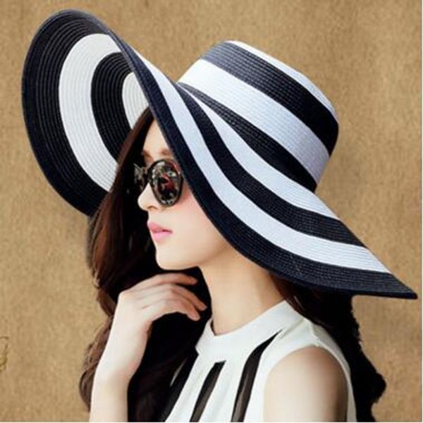 women wide large big brim hats summer beach straw hat beach derby blue black and white stripe hat caps suncreen straw cap 6 colors, Blue;gray
women wide large big brim hats summer beach straw hat beach derby blue black and white stripe hat caps suncreen straw cap 6 colors, Blue;gray