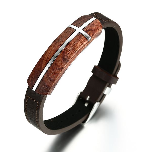 men bracelets scented rosewood tag genuine leather bracelet in brown adjustable stainless steel belt buckle wristband jewelry, White
men bracelets scented rosewood tag genuine leather bracelet in brown adjustable stainless steel belt buckle wristband jewelry, White