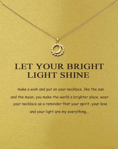 with card cute dogeared necklace with moon and sun pendant (let your bright light shine) , no fade, and high quality, Silver
with card cute dogeared necklace with moon and sun pendant (let your bright light shine) , no fade, and high quality, Silver