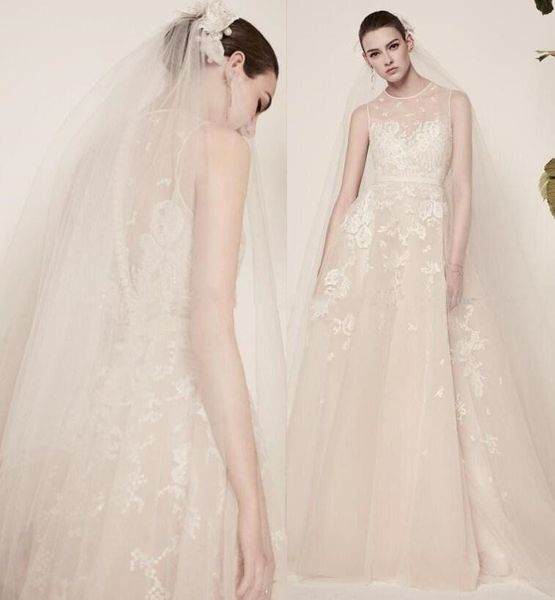 elie saab lace wedding dresses illusion bridal dress for fat women buttons back tulle wedding gowns custom made, White
elie saab lace wedding dresses illusion bridal dress for fat women buttons back tulle wedding gowns custom made, White