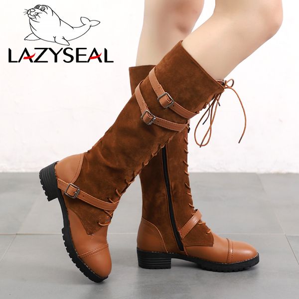 lazyseal mid calf boots women plus big size 35-43 zapatos mujer lace-up leather shoes woman buckle flat heel winter long boots, Black
lazyseal mid calf boots women plus big size 35-43 zapatos mujer lace-up leather shoes woman buckle flat heel winter long boots, Black