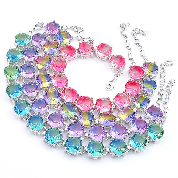5 pcs lot fashion holiday gift bi colored tourmaline gems round 925 silver bracelet women's zircon engagement bangle xmas gi, Black
5 pcs lot fashion holiday gift bi colored tourmaline gems round 925 silver bracelet women's zircon engagement bangle xmas gi, Black