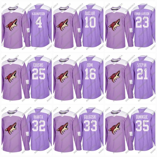 Women Purple Hockey Fights Cancer Arizona Coyotes 9 Clayton Keller Max Domi 36 Luke Schenn 6 Jakob Chychrun Brendan Perlini Max Domi Jerseys 
Women Purple Hockey Fights Cancer Arizona Coyotes 9 Clayton Keller Max Domi 36 Luke Schenn 6 Jakob Chychrun Brendan Perlini Max Domi Jerseys