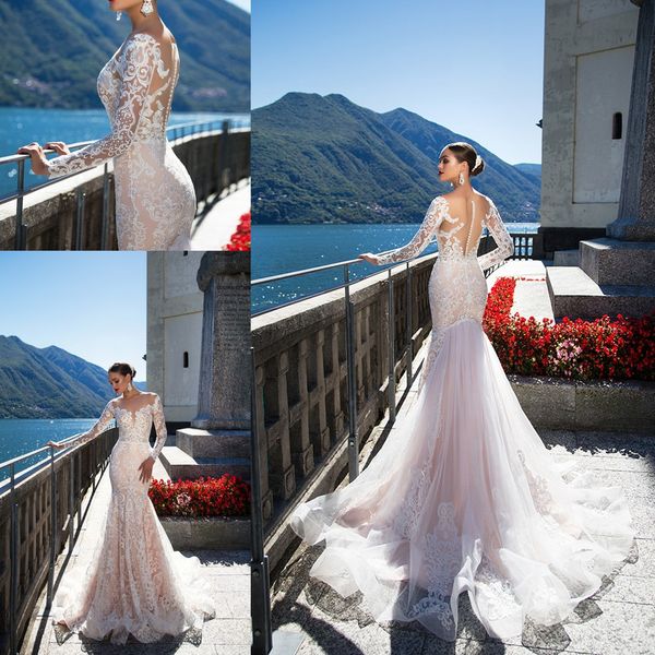 new milla nova full lace mermaid wedding dresses sheer neck tiered tulle lace sweep train wedding dress bridal gowns vestidos de noiva, White
new milla nova full lace mermaid wedding dresses sheer neck tiered tulle lace sweep train wedding dress bridal gowns vestidos de noiva, White