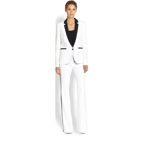 jacket+pants women's business suit white female office uniform ladies formal trouser 2 piece suit single breasted black lapel, White;black
jacket+pants women's business suit white female office uniform ladies formal trouser 2 piece suit single breasted black lapel, White;black