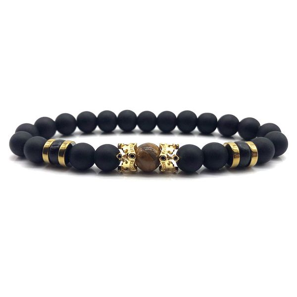 2018 new fashion charm men's bracelets 8mm matte diy stone beads crown king bracelet for men women jewelry gift, Black
2018 new fashion charm men's bracelets 8mm matte diy stone beads crown king bracelet for men women jewelry gift, Black