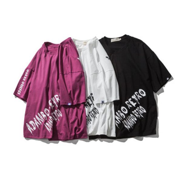 summer tee vintage brand design scrawl письмо printed мода половина рукава свободные тенниски хлопка вверх, White;black 
summer tee vintage brand design scrawl письмо printed мода половина рукава свободные тенниски хлопка вверх, White;black