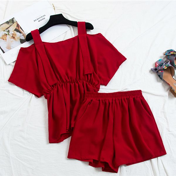 ailegogo summer off shoulder pleated loose shorts 2 piece set women casual sets ruffles clothes black blue red sets, Gray
ailegogo summer off shoulder pleated loose shorts 2 piece set women casual sets ruffles clothes black blue red sets, Gray