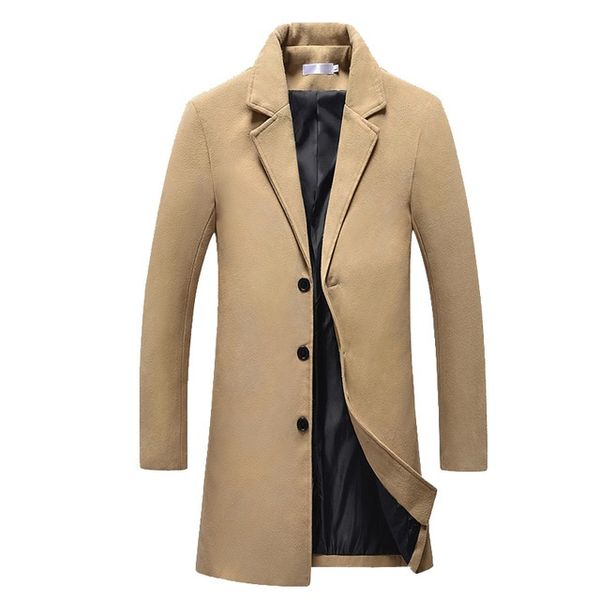 2018 new winter men's casual thicken woolen trench coat business coats male solid color slim fit overcoat medium long jackets, Black
2018 new winter men's casual thicken woolen trench coat business coats male solid color slim fit overcoat medium long jackets, Black