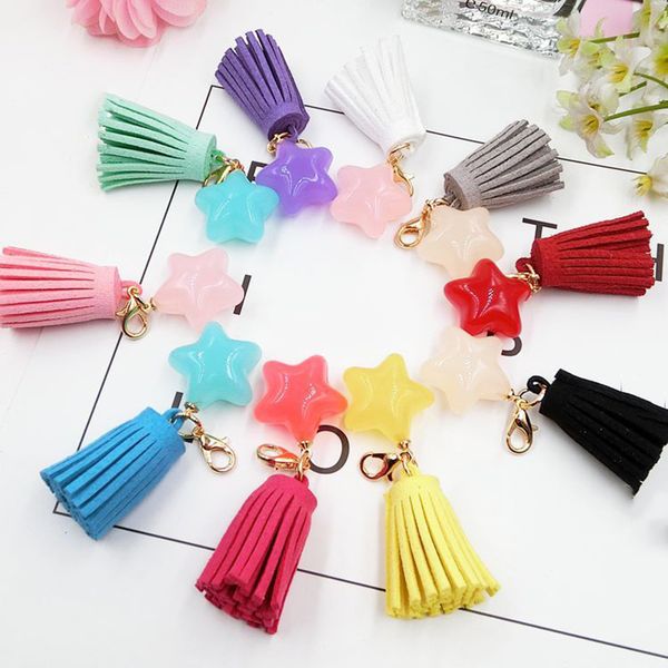 handmade resin star tassel key chain candy color unique cute sweet girls bag chain gifts, Silver 
handmade resin star tassel key chain candy color unique cute sweet girls bag chain gifts, Silver