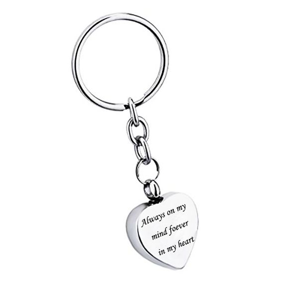 stainless steel always on my mind forever in my heart pendant cremation urn key chain memorial keepsake ashes jewelry, Silver
stainless steel always on my mind forever in my heart pendant cremation urn key chain memorial keepsake ashes jewelry, Silver