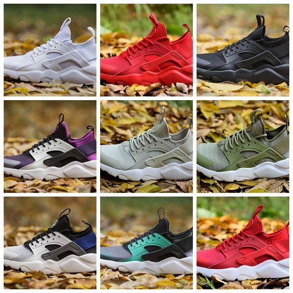 

2018 New Air Huarache 4 IV Ultra Running Shoes For Men Women All Red Huraches Huaraches Mens Trainers Hurache Sports Sneakers Size 36-46