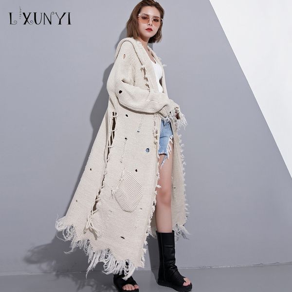 lxunyi streetwear long cardigan women autumn 2018 long sleeve knit hooded cardigan mujer pockets loose lady's sweater coat, White;black
lxunyi streetwear long cardigan women autumn 2018 long sleeve knit hooded cardigan mujer pockets loose lady's sweater coat, White;black