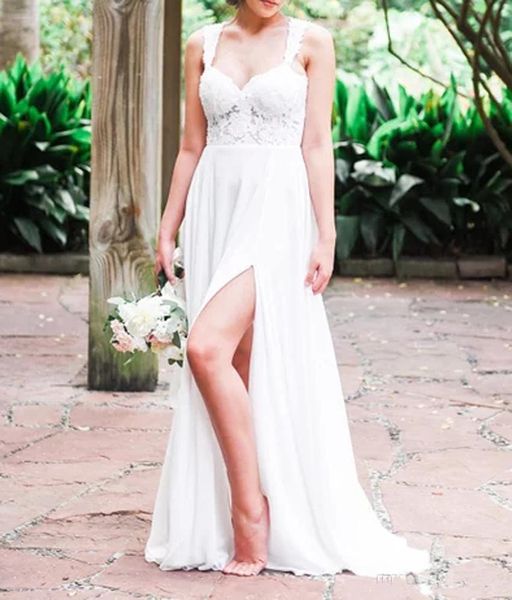 Side High Split Wedding Dresses Cap Sleeve Sweetheart Hollow Back Lace Top Chiffon Skirt Beach Bridal Gowns Custom Wedding Dresses
Side High Split Wedding Dresses Cap Sleeve Sweetheart Hollow Back Lace Top Chiffon Skirt Beach Bridal Gowns Custom Wedding Dresses