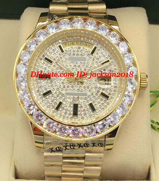Luxury Watches 2 Style 18K Yellow Gold Diamond Dial 41mm Bigger Diamond Bezel Automatic Fashion Men's Watch Wristwatch
Luxury Watches 2 Style 18K Yellow Gold Diamond Dial 41mm Bigger Diamond Bezel Automatic Fashion Men's Watch Wristwatch