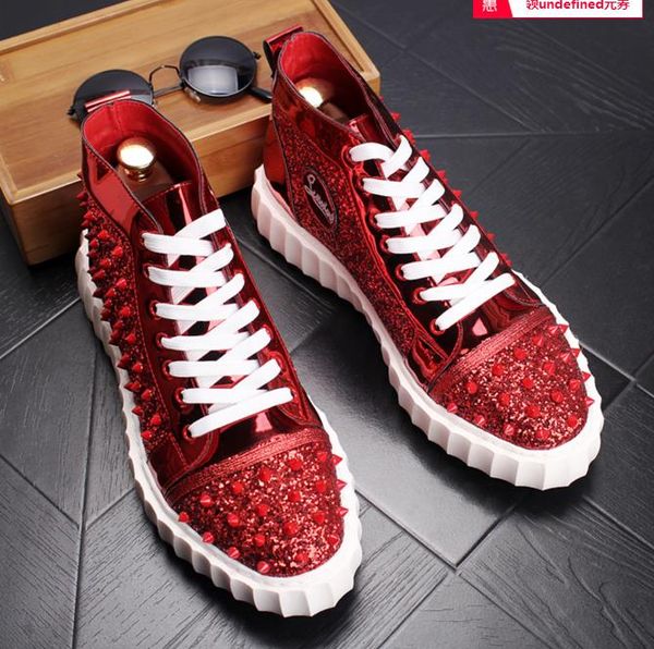 Top grade leather Fashion rivets Bottom High Top Women,Men Shoes Spikes Sneakers Shoes,Luxury Designer Rivets Flat Walking Shoes, nx28
Top grade leather Fashion rivets Bottom High Top Women,Men Shoes Spikes Sneakers Shoes,Luxury Designer Rivets Flat Walking Shoes, nx28