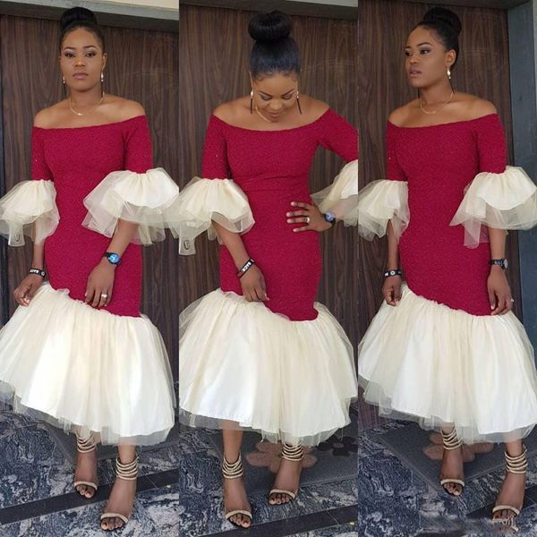 Dark Red Tea Length Prom Dresses 2019 South African Long Sleeves Mermaid Evening Gowns Satin And Tulle Formal Party Dress
Dark Red Tea Length Prom Dresses 2019 South African Long Sleeves Mermaid Evening Gowns Satin And Tulle Formal Party Dress
