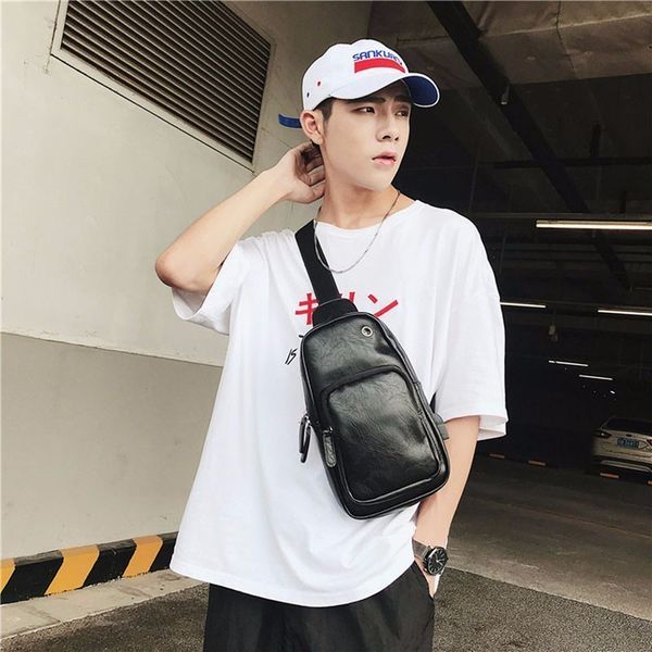 men pu leather chest sling bag shoulder cross body zipper daypack travel cycling satchel with headphone hole & usb charging port
men pu leather chest sling bag shoulder cross body zipper daypack travel cycling satchel with headphone hole & usb charging port