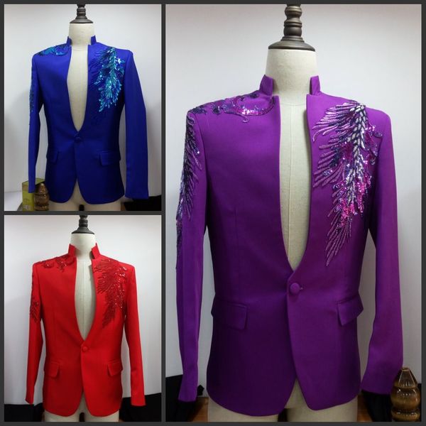new men's embroidered sequined dress suits (jacket+black pants ) stage show host emcee costumes male slim casual singer clothing, White;black
new men's embroidered sequined dress suits (jacket+black pants ) stage show host emcee costumes male slim casual singer clothing, White;black