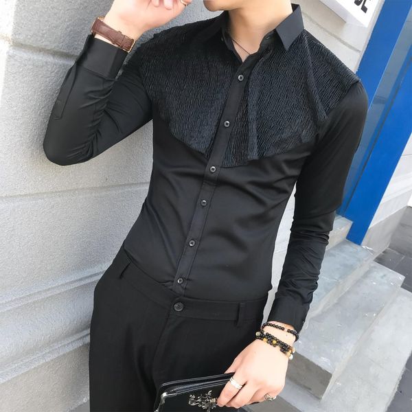 white shirts mens dress korean mens fashion british black shirts long sleeve nightclub blouse homme 2018 autumn party shirt, White;black
white shirts mens dress korean mens fashion british black shirts long sleeve nightclub blouse homme 2018 autumn party shirt, White;black