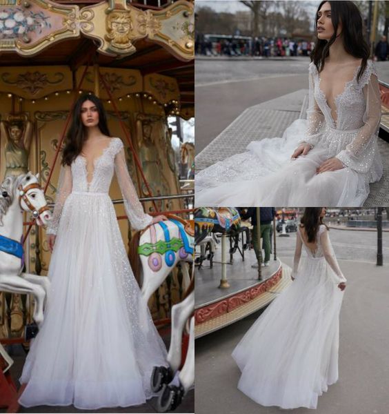 элегантный джули vino свадебные платья кружева аппликация с бисером блестки свадебные платья глубокий v sheer шеи с длинным рукавом boho сва, White 
элегантный джули vino свадебные платья кружева аппликация с бисером блестки свадебные платья глубокий v sheer шеи с длинным рукавом boho сва, White