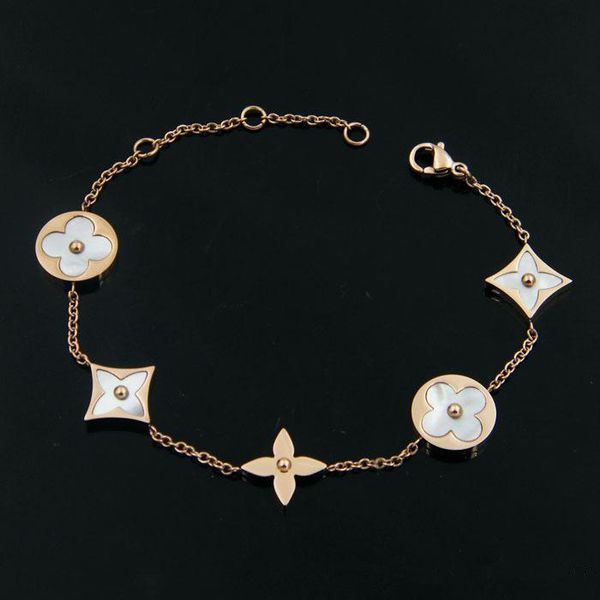 Luxury Brand 316L Stainless Steel Shell Bracelets with Circles Four Leaf Flower Design for Women Silver Rose Gold Rhombus Flower Bracelet
Luxury Brand 316L Stainless Steel Shell Bracelets with Circles Four Leaf Flower Design for Women Silver Rose Gold Rhombus Flower Bracelet