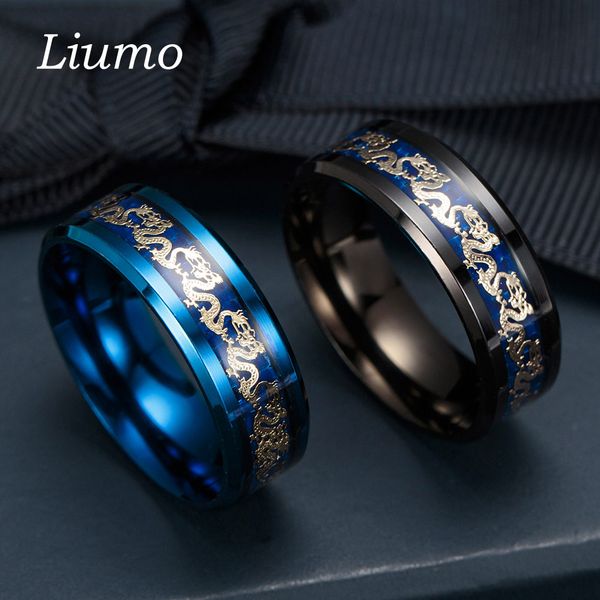 liumo classic black blue dragon carbon fiber 316l titanium stainless steel men ring lr312, Golden;silver
liumo classic black blue dragon carbon fiber 316l titanium stainless steel men ring lr312, Golden;silver