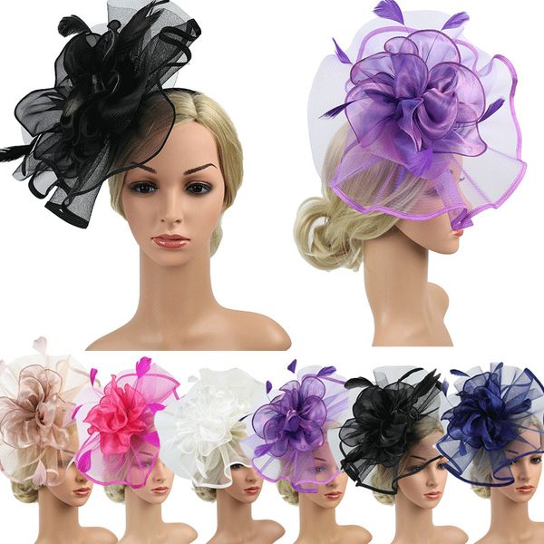 

velling hair accessories elegant lady feather mesh birdcage party wedding imitation veil headwear fascinator hairpin with clip
