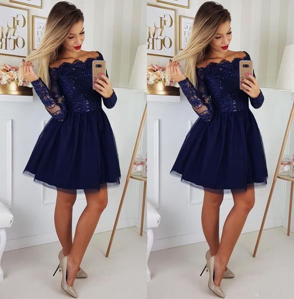 2020 new navy blue short mini homecoming dresses a line off shoulder lace appliques long sleeves tulle plus size party dress cocktail gowns, Blue;pink
2020 new navy blue short mini homecoming dresses a line off shoulder lace appliques long sleeves tulle plus size party dress cocktail gowns, Blue;pink