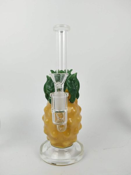 

Желтый ананас 24cm высокорослый бонг трубы водопровода 14mm совместного размера 14mm стеклянный, бонг труб водопровода стеклянный