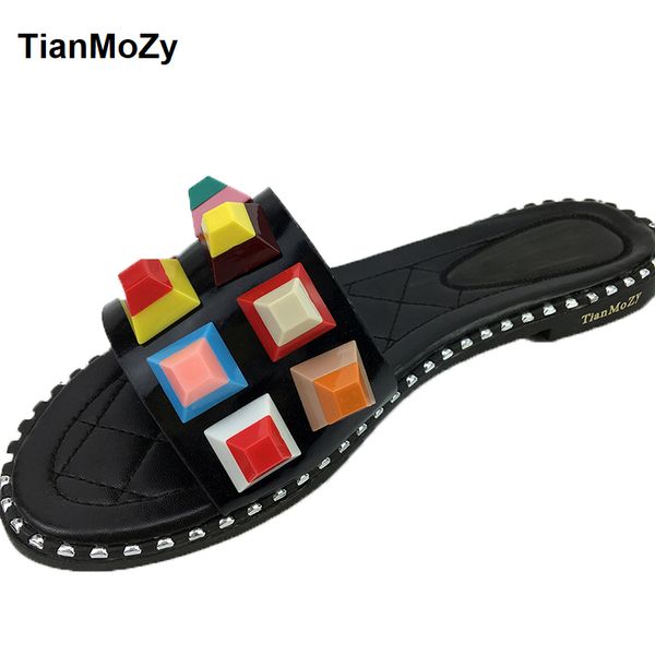 summer mixed color candy shoes rivet woman sandals exposed toe mules female home slippers flat pu black white shoes punk style
summer mixed color candy shoes rivet woman sandals exposed toe mules female home slippers flat pu black white shoes punk style
