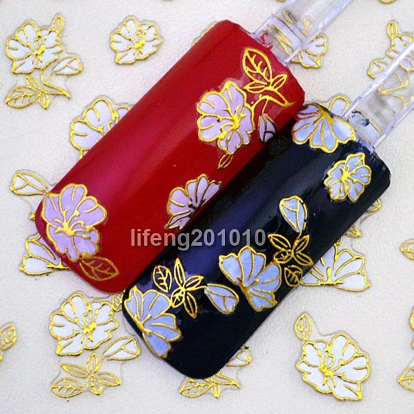 6 sheets white 3d nail art stickers decals for nail tips decoration supplies tools stamping gold flower design wtj005, Black
6 sheets white 3d nail art stickers decals for nail tips decoration supplies tools stamping gold flower design wtj005, Black
