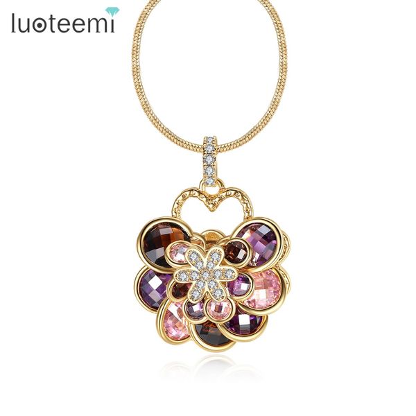 whole saleluoteemi luxurious colorful zircon flower necklace female pendant champagne gold color multicolor cz collier jewelry for women, Silver
whole saleluoteemi luxurious colorful zircon flower necklace female pendant champagne gold color multicolor cz collier jewelry for women, Silver