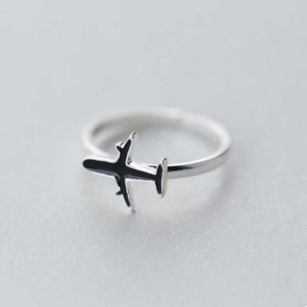 

whole sale1pc men's women's plane airplane aircraft rings silver color plane for women adjustable engagement ring charms girl ac567, Golden;silver