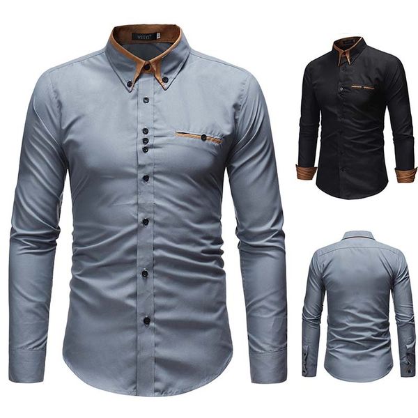 sds men's wear autumn2018 new fashion double collar business pure color casual slim long sleeved shirtt, White;black
sds men's wear autumn2018 new fashion double collar business pure color casual slim long sleeved shirtt, White;black
