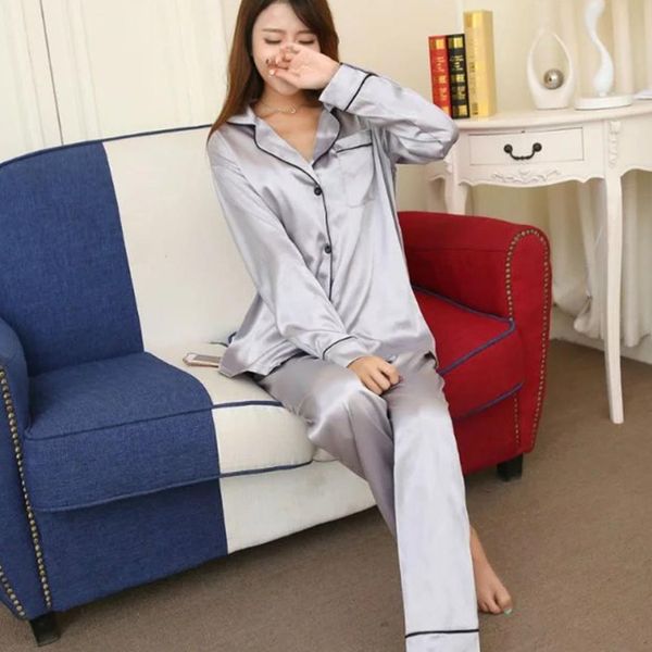 soft faux silk satin upscale couples pajamas sets men women long sleeve sleepwear home wear nightshirt, Black;red
soft faux silk satin upscale couples pajamas sets men women long sleeve sleepwear home wear nightshirt, Black;red