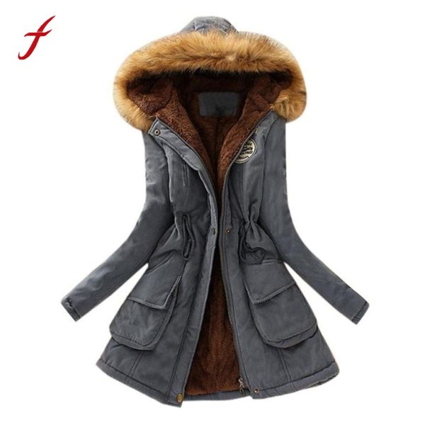 women winter parka coat cotton warm long sleeve solid long coat fur collar hooded jacket outwear winter down jacket for women, Black
women winter parka coat cotton warm long sleeve solid long coat fur collar hooded jacket outwear winter down jacket for women, Black