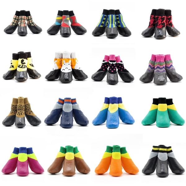 16 colors dog socks rubber sole traction control for indoor outdoor wear dog paw protection socks anti-slip waterproof boots shoes 4pcs set 
16 colors dog socks rubber sole traction control for indoor outdoor wear dog paw protection socks anti-slip waterproof boots shoes 4pcs set
