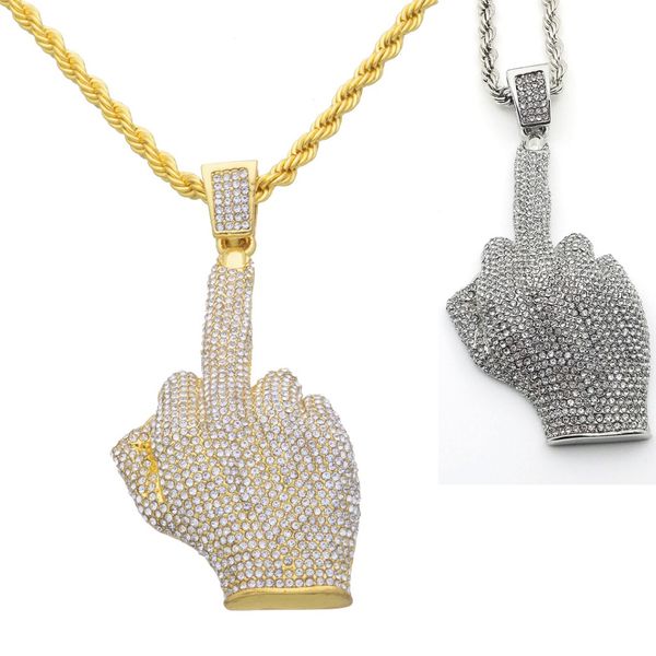 hip hop men women gold color plated with full rhinestone big middle finger pendants necklaces bling crystal chains vogue jewelry, Silver
hip hop men women gold color plated with full rhinestone big middle finger pendants necklaces bling crystal chains vogue jewelry, Silver